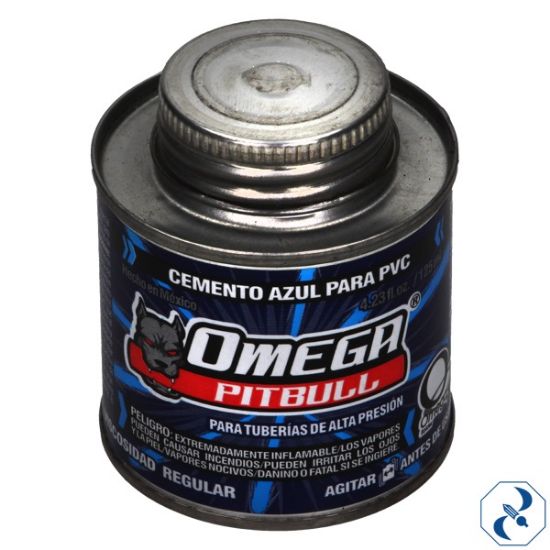 Imagen de PEGAMENTO PVC 125 ML AZUL CONDICIONES HUMEDAS OMEGA CA100018