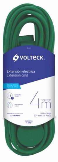 Imagen de EXTENSION ELECTRICA DOMESTICA 4 M VERDE  VOLTECH ED-4V