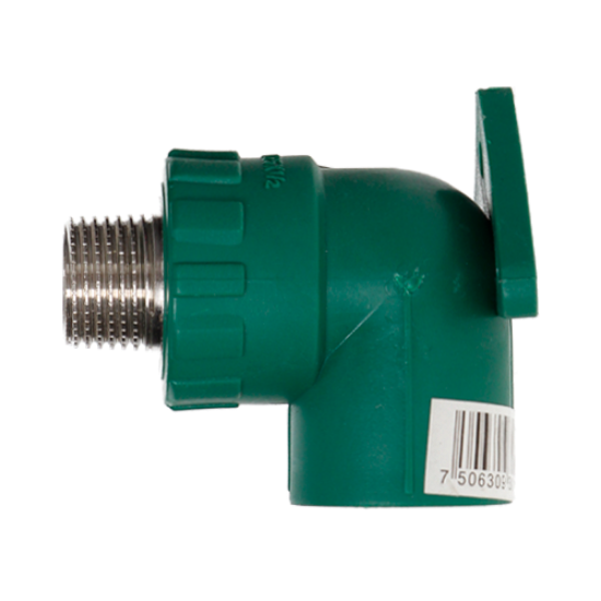 Imagen de D 1 CODO 90 OREJA MACHO 25 MM X 3/4TERMOFUSIONABLE PP-R VERDE PL 23201225