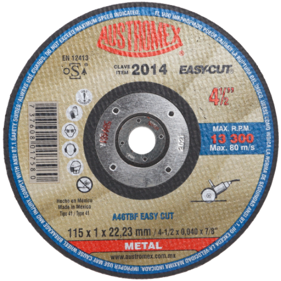 Imagen de DISCO 4.5 PULG CORTE DE METAL EASY CUT AUSTROMEX 2014