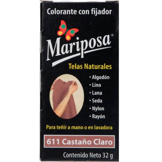 Imagen de COLORANTE CASTAÑO CLARO 611 C/32 GR PASTILLA MARIPOSA 10611