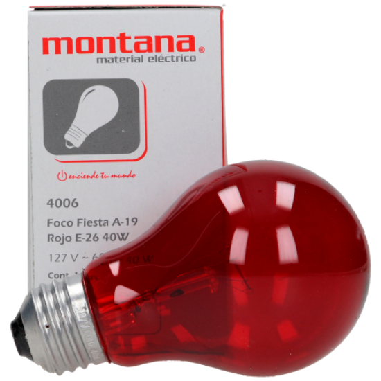 Imagen de FOCO FIESTA ROJO 40 W  A-19 MONTANA 4006