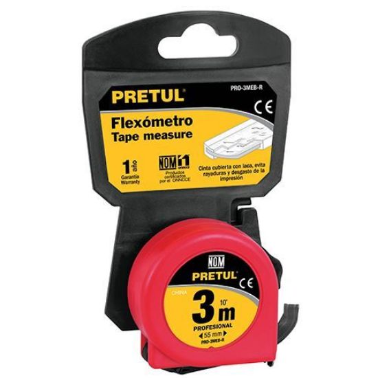 Imagen de FLEXOMETRO ROJO 3 M  PRETUL PRO-3MEB-R