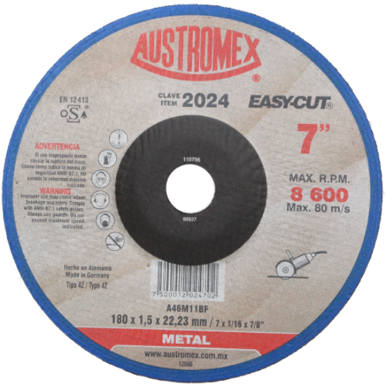 Imagen de DISCO DE CAZUELA DE 7X1.5 MM  CORTE DE METAL  EASY CUT  AUSTROMEX 2024