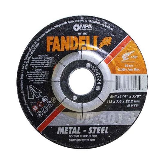 Imagen de DISCO DE DESBASTE METAL 4 1/2" 115 X 7.0 X 22.2 FANDELI 72950