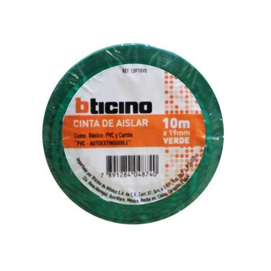 Imagen de CINTA DE AISLAR COLOR VERDE 19MM X 10M BTICINO LDF10VD